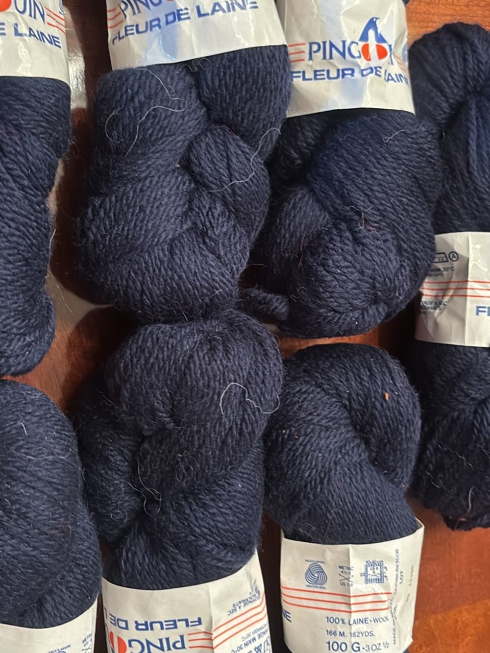 Pingouin Fleur de Laine Navy Wool Yarn - 100g Skeins